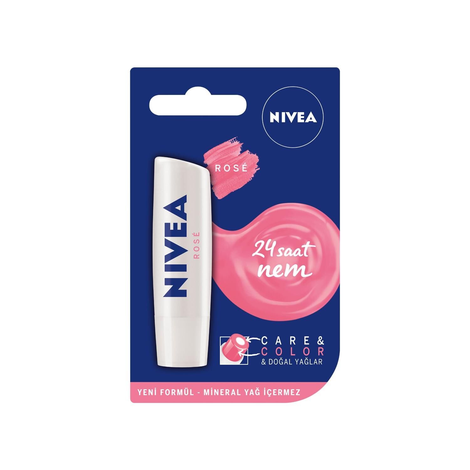 Nivea Lip Balm Bakımlı ve Renkli Dudak Balmı Pembe 4,8G Rose