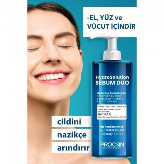 Procsin Sebum Duo Hydrosolution Akne Karşıtı Yağ Dengeleyici Yüz Temizleme Jeli 200 ML