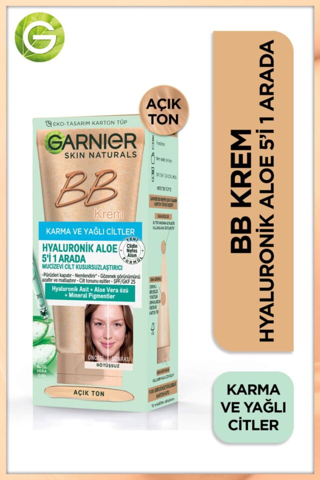 Garnier BB Krem Açık Ton 40 Ml Karma ve Yağlı Ciltler için 5in 1