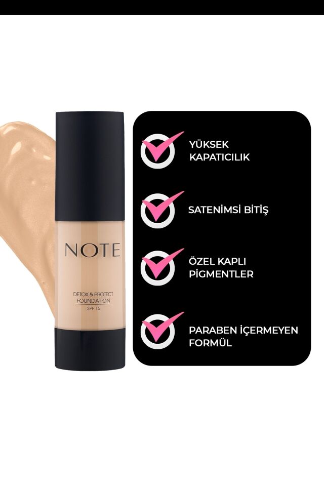 Note Detox Protect Biege 01 Koruyucu Etkili Fondöten