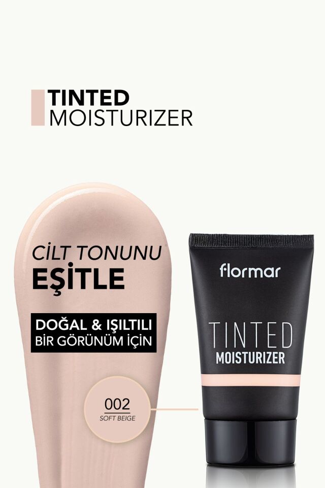 Flormar Tinted Moisturizer 002 Soft Beige Eşit Tonlu & Işıltılı Görünüm Veren Renkli Nemlendirici 30 Ml