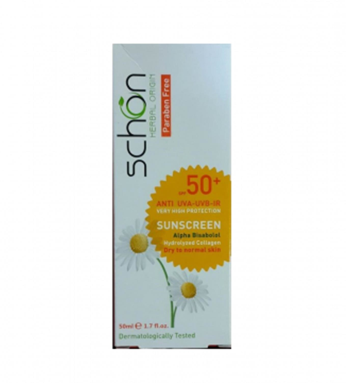 Schön 50Ml Güneş Kremi Normal Renksiz Spf50+ Normal ve Karma Ciltler