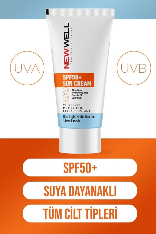 New Well Güneş Kremi Yüksek Koruma Spf 50+ Aloe Vera 50 Ml