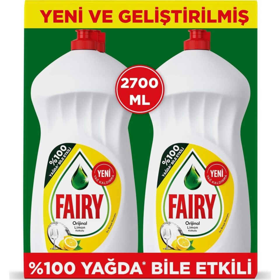 2 Adet Fairy Bulaşık Deterjanı 1350 Ml Limon ( 2,7 Litre )