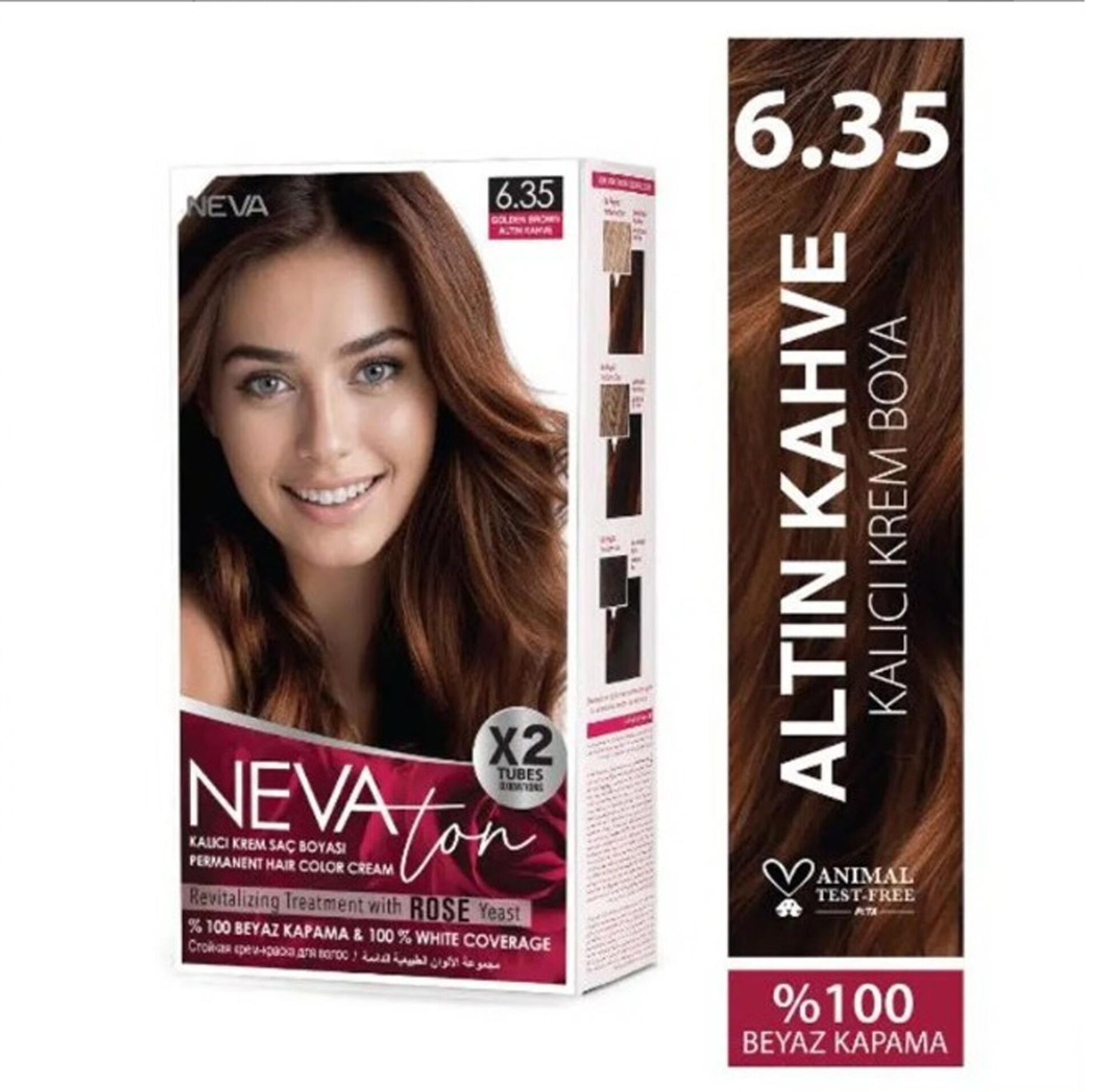Nevaton 6.35 Altın Kahve Saç Boyası Seti 1 Kutuda 2 Boyama
