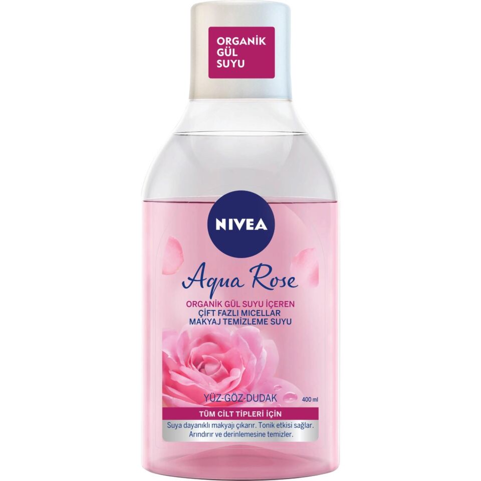 Nivea Visage Yüz Temizleme Suyu 400 ml Gülsuyu Çift Fazlı Yüz-Göz-Dudak Micellair