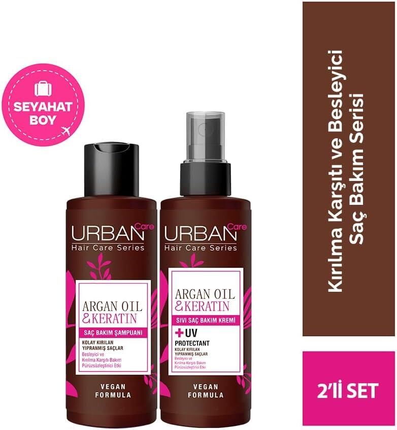 URBAN Care Şampuan 100 ml + Sıvı Saç Kremi 100 ml Argan Yağı & Keratin 2 li Set