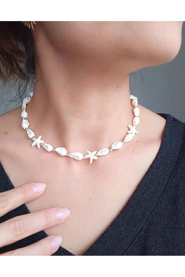 BNGaksesuar Deniz Kabuğu Deniz Kabuklu Doğaltaş Kolye