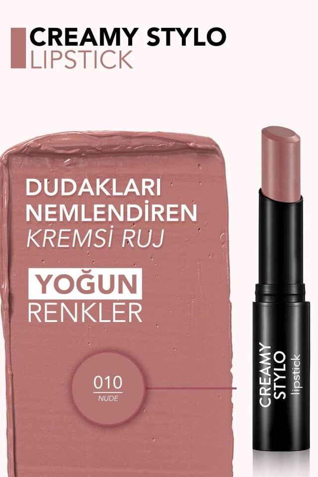 Flormar Creamy Stylo Lipstick - 010 Nude Yarı Parlak Stick Ruj - 8682536013703