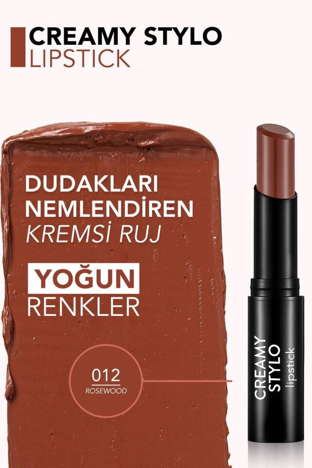Flormar Creamy Stylo Lipstick - 012 Rosewood Yarı Parlak Stick Ruj - 8682536013727