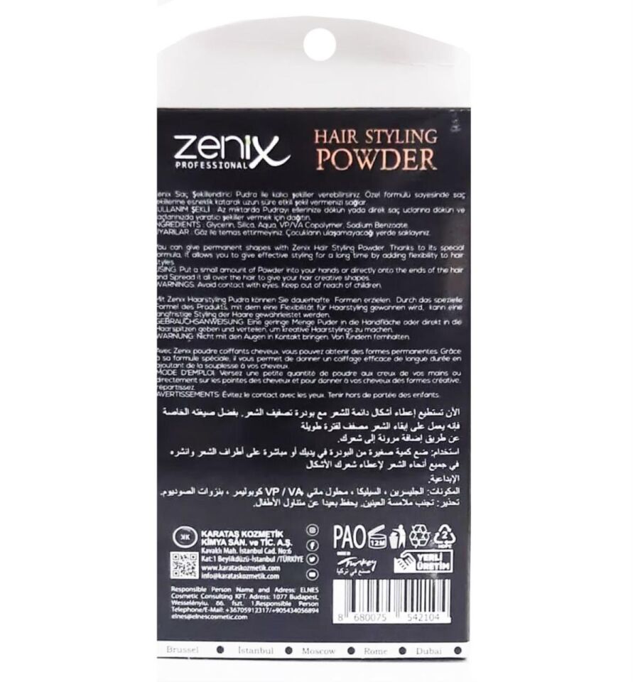 Zenix Saç Şekillendirici Toz Wax Saç Pudrası Hacimli Esnek Uzun Süre Etkili