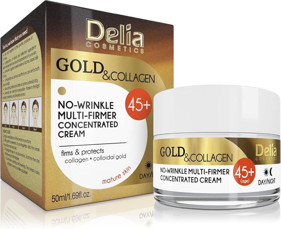 Delia Gold Collagen 45+ No-Wirinkle Kırışık Giderici Gündüz-Gece Kremi 50 Ml