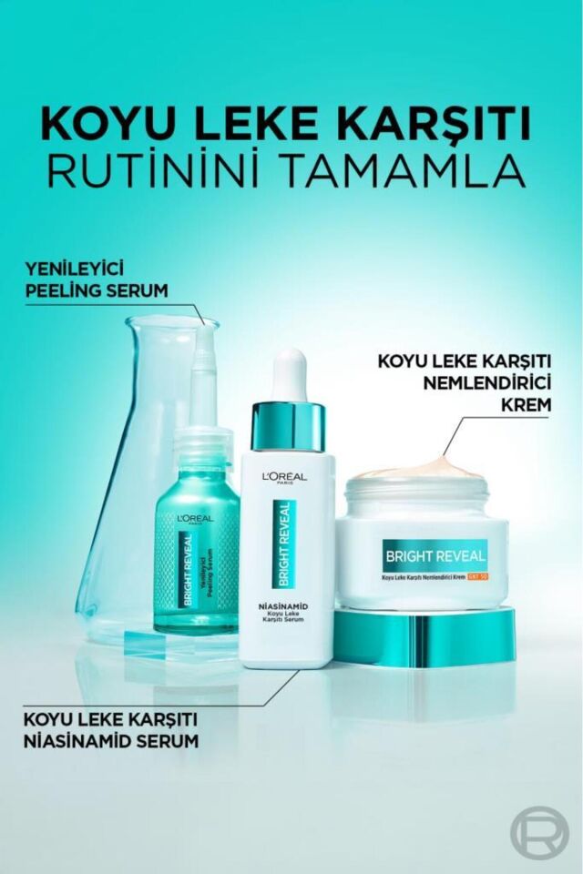 L'Oreal Paris Bright Reveal Sivilce, Güneş, Yaşlanma Lekelerinde Etkili Koyu Leke Karşıtı Serum, 10% Niasinamid, 30 ml