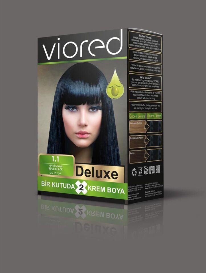 Sea Color Viored Deluxe Set Saç Boyası 1.1 Mavi Siyah 2 Boyama