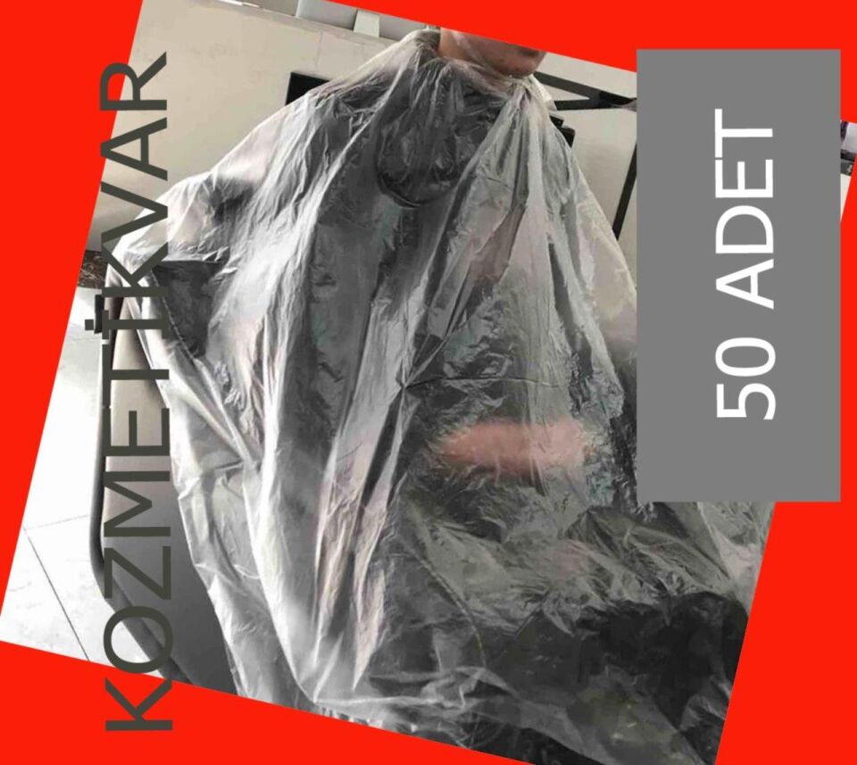 Berber Penuarı Tek Kullanımlık Şeffaf 50 li Saç Kesim Önlüğü Kullan At