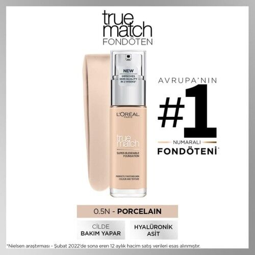 L'Oreal Paris True Match Bakım Yapan Fondöten 0.5n Natural Porcelaın