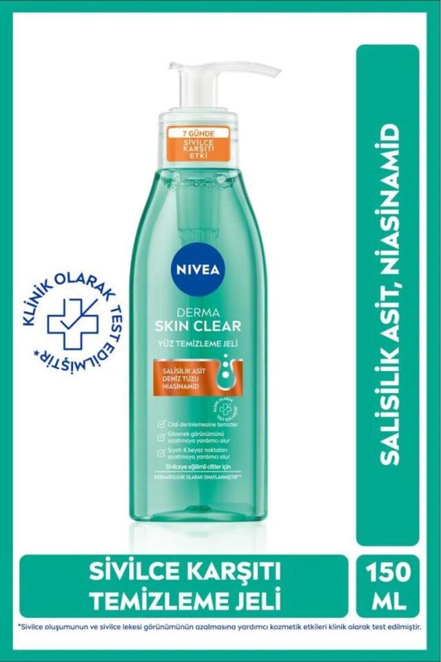 Nivea Derma Skin Clear Sivilce Karşıtı Yüz Temizleme Jeli 150 Ml + Tonik 200 Ml Salisilik Asit (BHA)