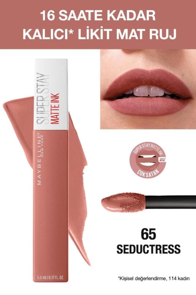 Maybelline Likit Mat Ruj 65 - SuperStay Matte Ink Liquid Lipstick 65 Seductress