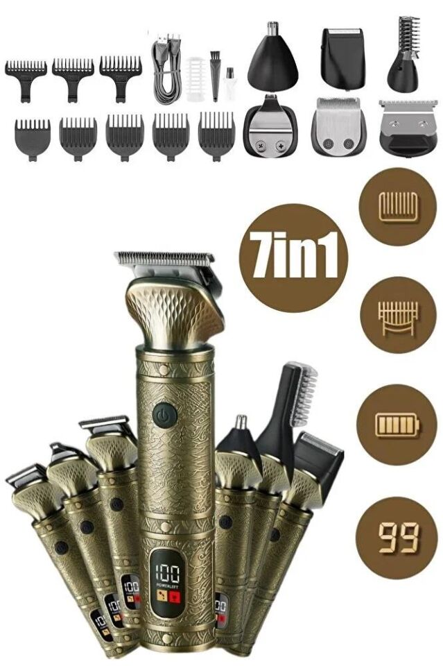 Yopigo YP-0609 Exculisive 7in1 Şarjlı Sıfır Saç Sakal Ense Tıraş Makinesi Vücut Kadın Erkek Lazer Öncesi