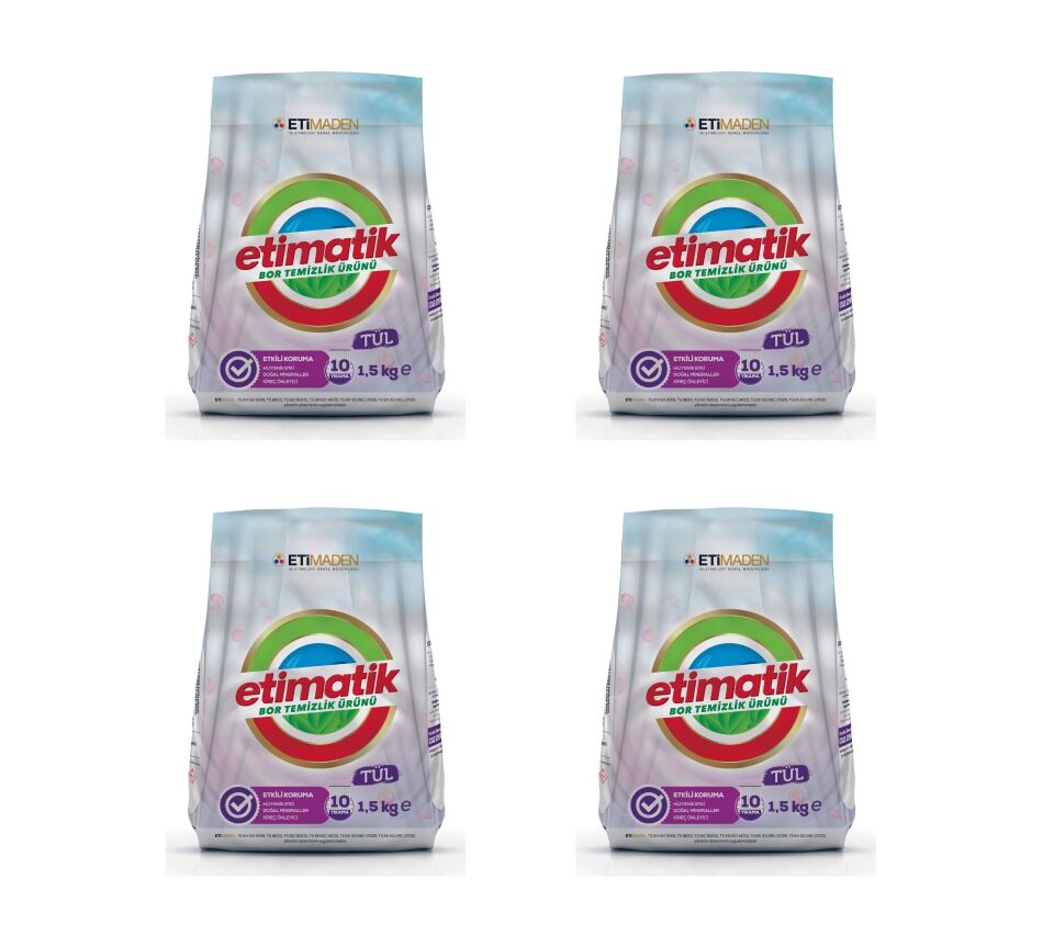 4 Adet X Eti Matik Tül Borlu Temizlik Ürünü Toz Deterjan 1,5 Kg