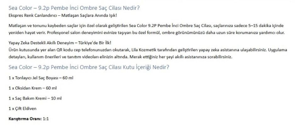 Sea Color Saç Boyası 9.2P Pembe İnci