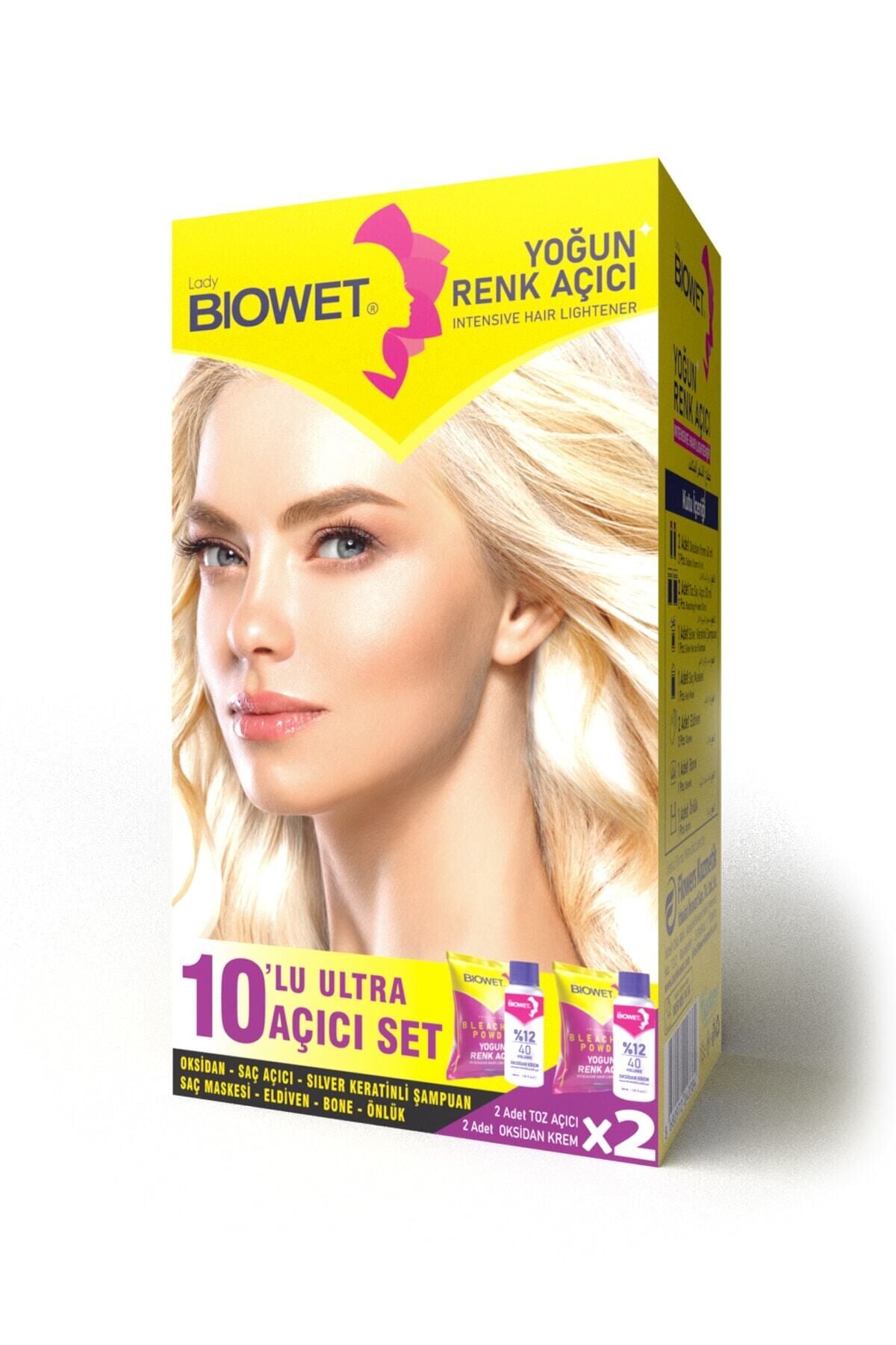 Biowet 10lu Ultra Yoğun Renk Açıcı Set 2x Oksidan + 2x Toz