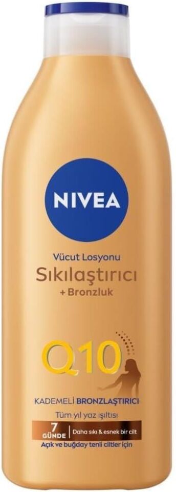 Nivea Q10 Sıkılaştırıcı Bronzlaştırıcı Vücut Losyonu 400ml, 7 Günde Sıkılaşma,Açık ve Buğday Ten,Normal Cilt