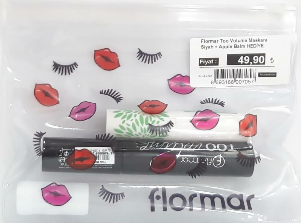 Flormar Too Volume Maskara Siyah + Apple Balm HEDİYE