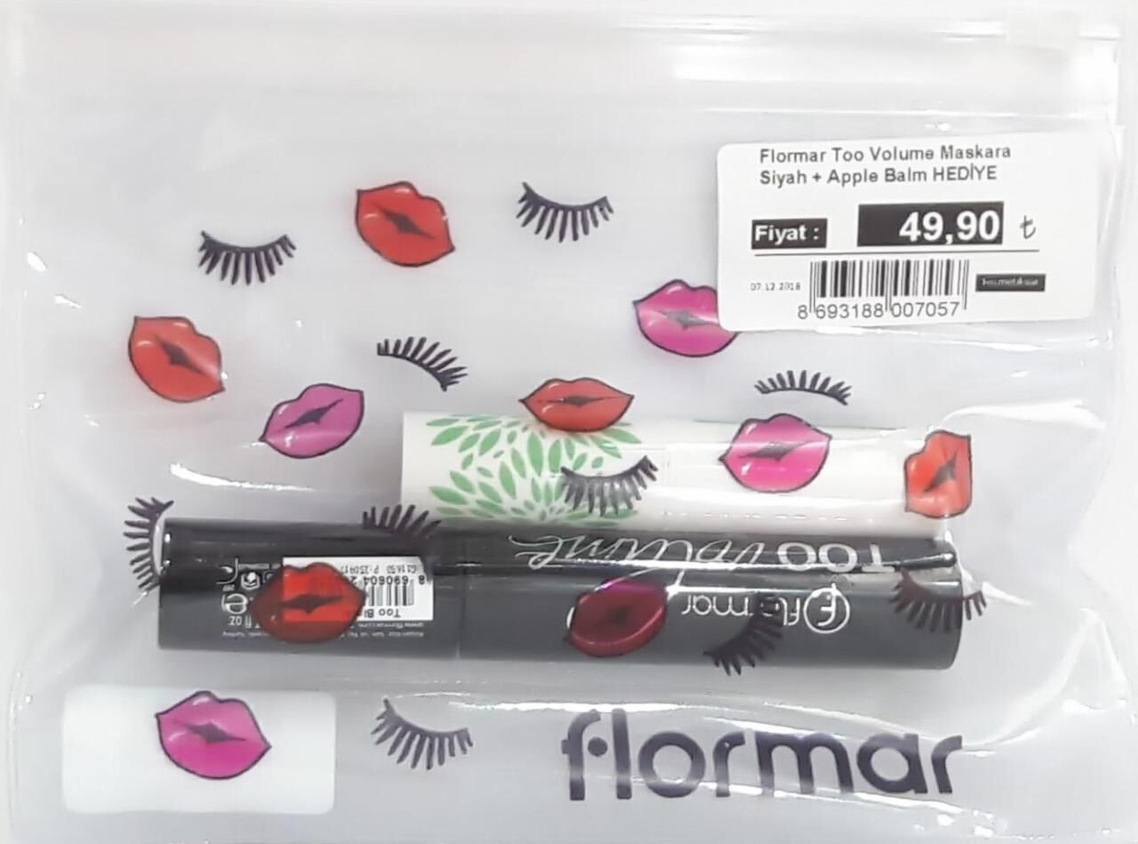 Flormar Too Volume Maskara Siyah + Apple Balm HEDİYE
