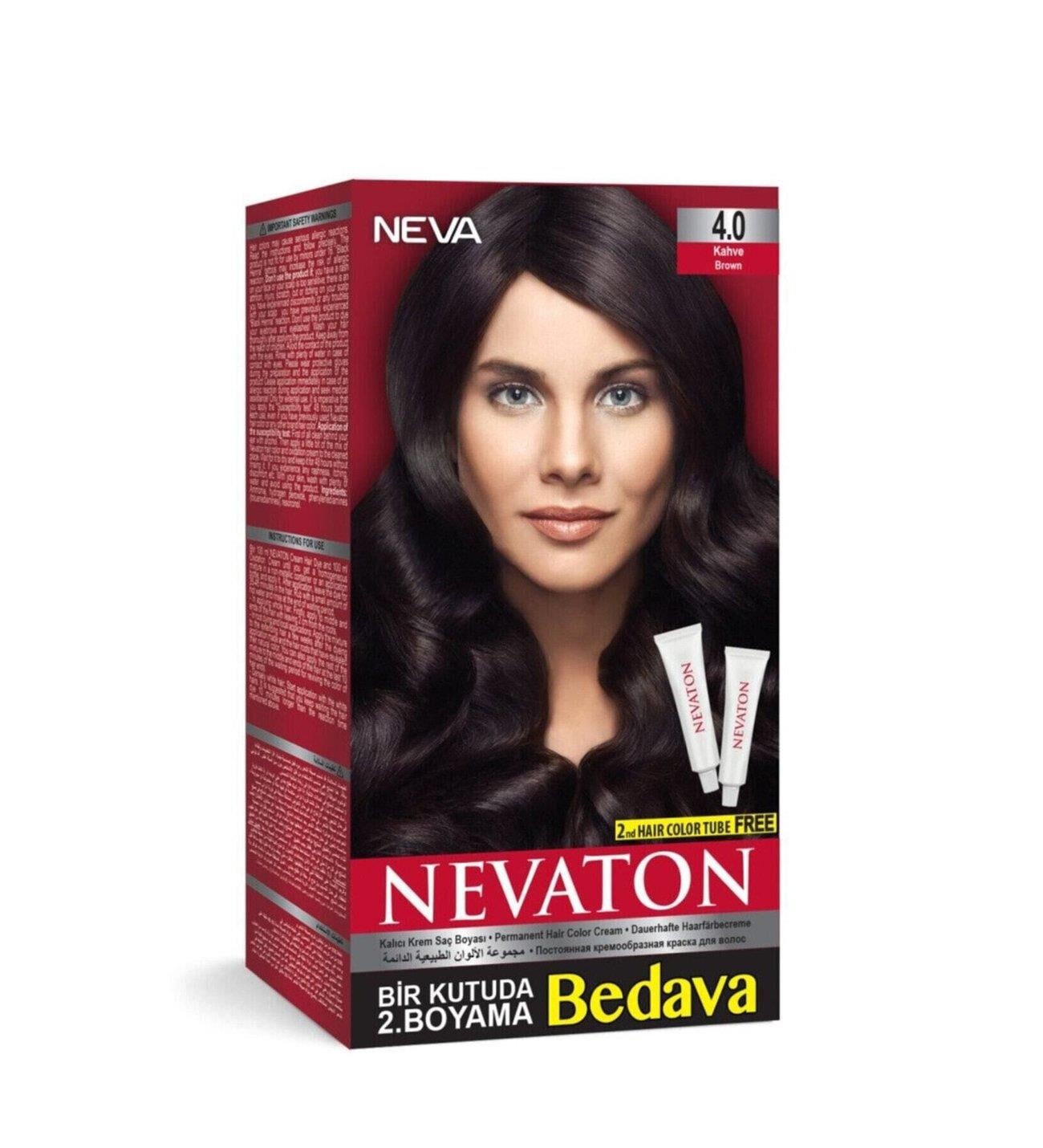 Nevaton 4.0 Kahve Saç Boyası Seti 1 Kutuda 2 Boyama