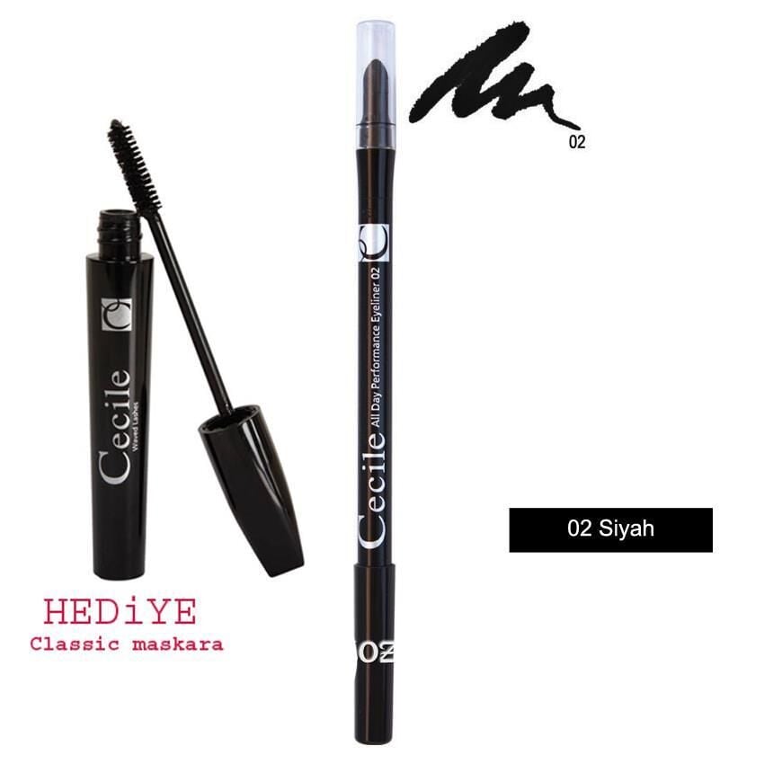 Cecile All Day Performance Sürme Eyeliner 02 Siyah + Mascara Classic