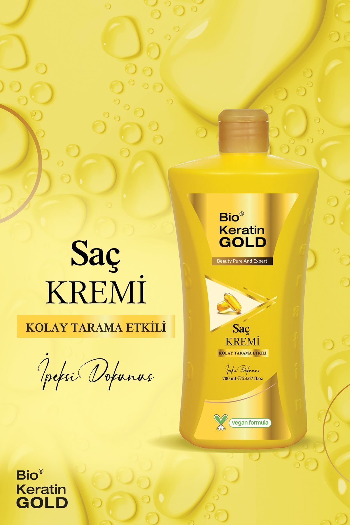 Bio Keratin Gold 700 Ml Tuzsuz Saç Kremi Kolay Tarama Etkili