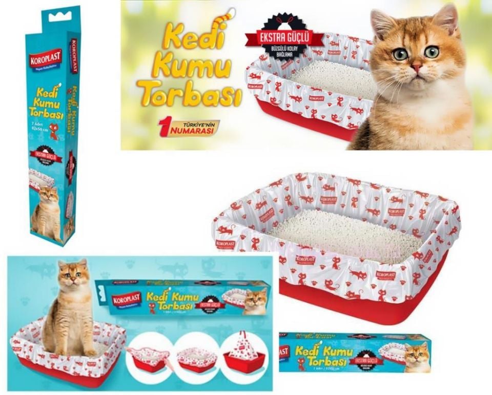 Koroplast Extra Güçlü Kedi Kumu Torbası 82x50cm 7 Adet