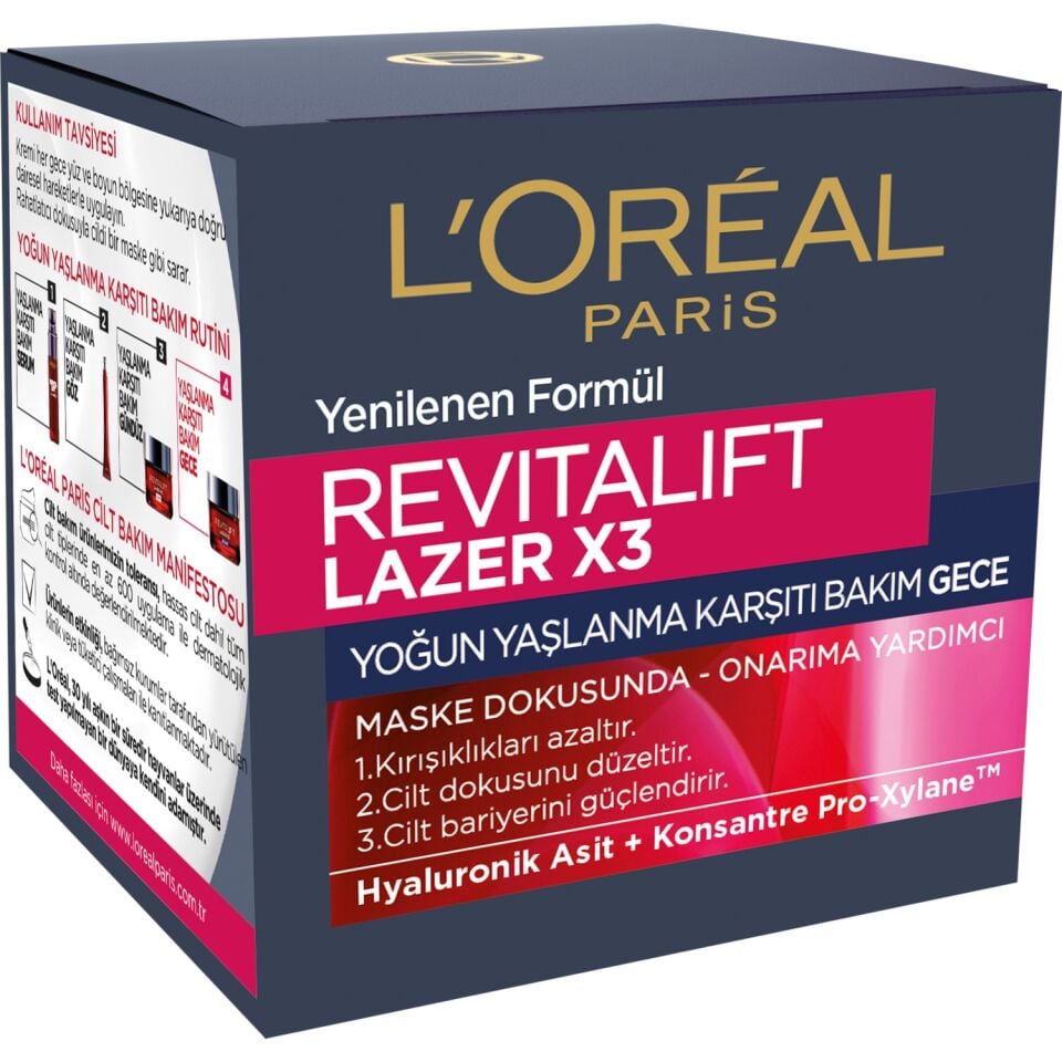 Loreal Revitalift Lazer X3 Gece Kremi 50 ml Yoğun Yaşlanma Karşıtı Bakım