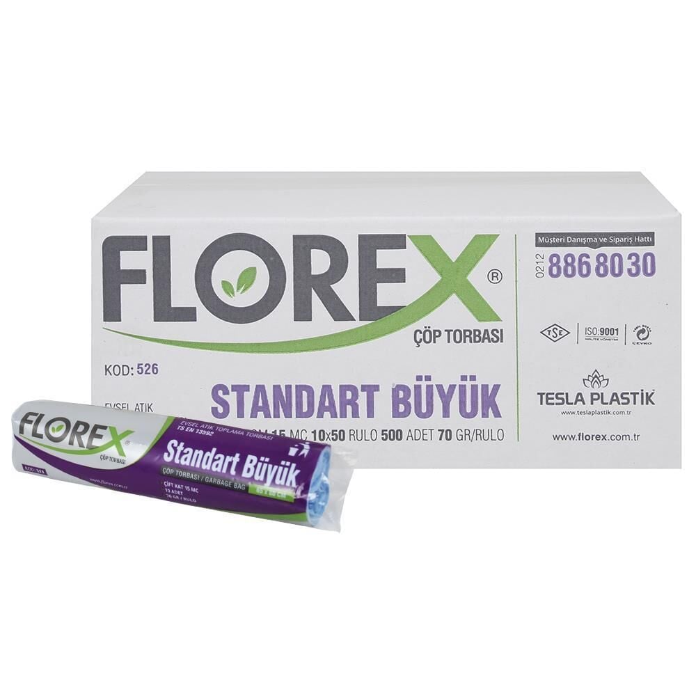 Florex 526 Standart Büyük Siyah Çöp Poşeti 10 Adetx50 li Koli- 65cmx80cm