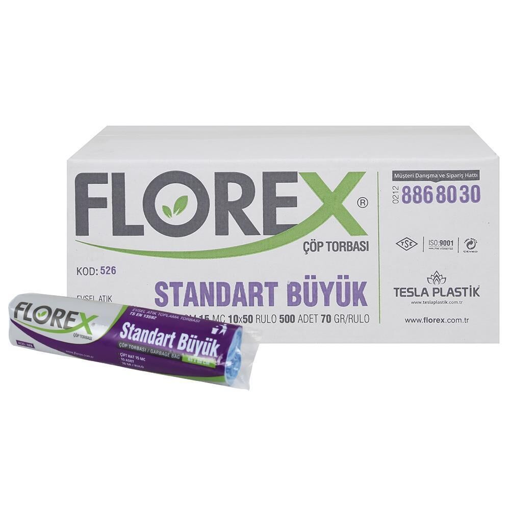 Florex 526 Standart Büyük Siyah Çöp Poşeti 10 Adetx50 li Koli- 65cmx80cm