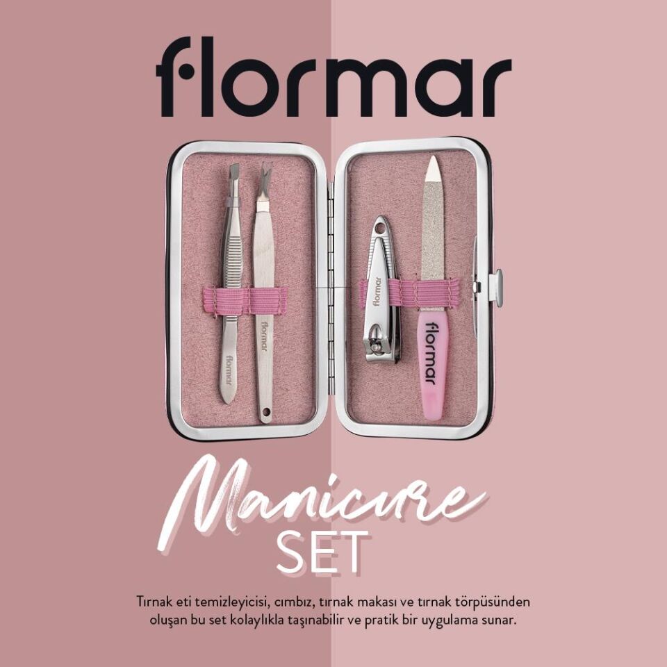 Flormar Manikür Seti 5 Pcs - Tırnak Makası - Törpü - Cımbız - Et Kesici