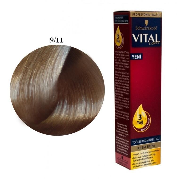 Vital Tüp Saç Boyası 9.11Yoğun Küllü Platin + Oksidan Sıvı 50 Ml