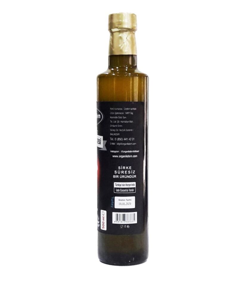 Organikdem Katkısız Elma Sirkesi Cam Şişe 500 Ml