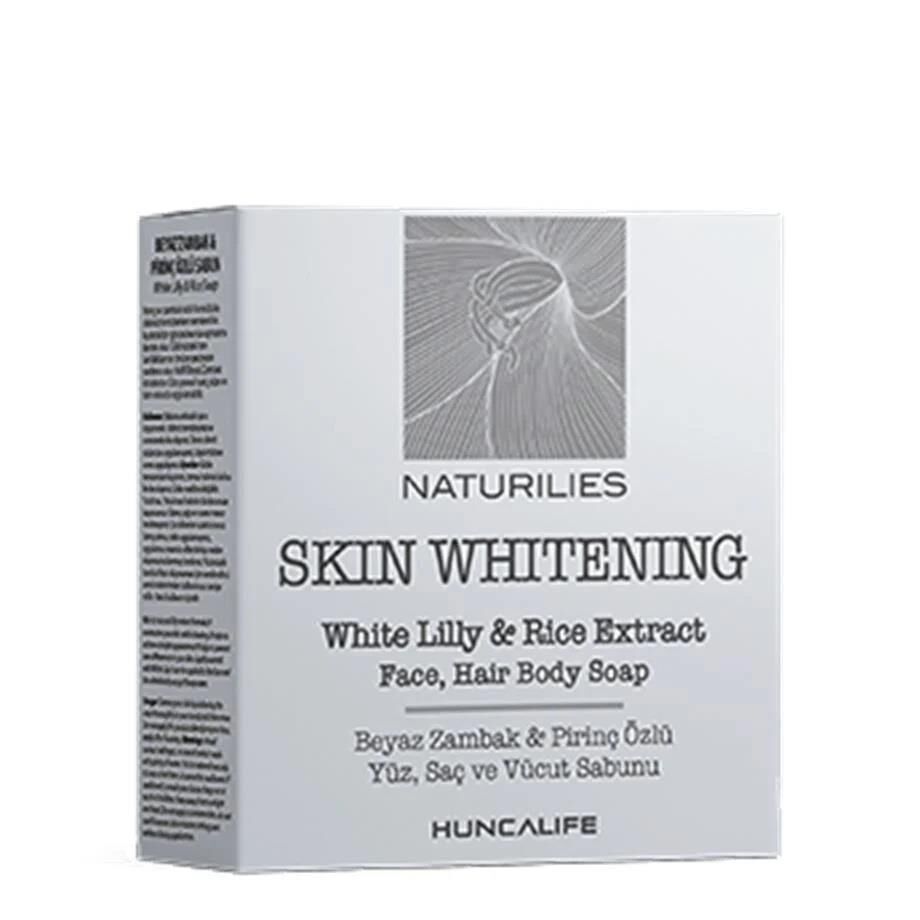 HuncaLife Naturilies Skin Whitening Beyaz Zambak ve Pirinç Özlü Beyazlatıcı Yüz-Saç-Vücut Sabunu 90 GR
