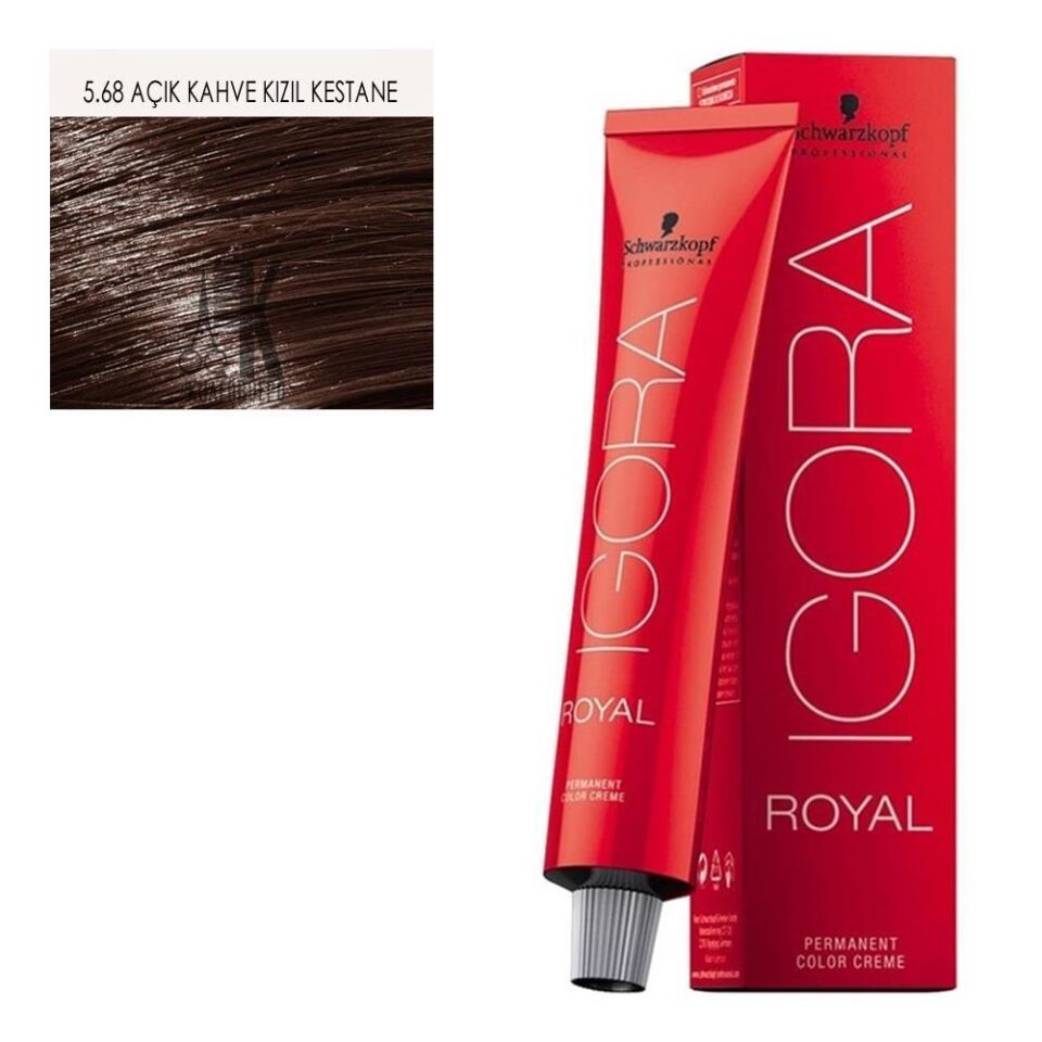 İgora Royal 5.68 Açık Kahve Çikolata Kızıl Tüp Saç Boyası + Oksidan Sıvı