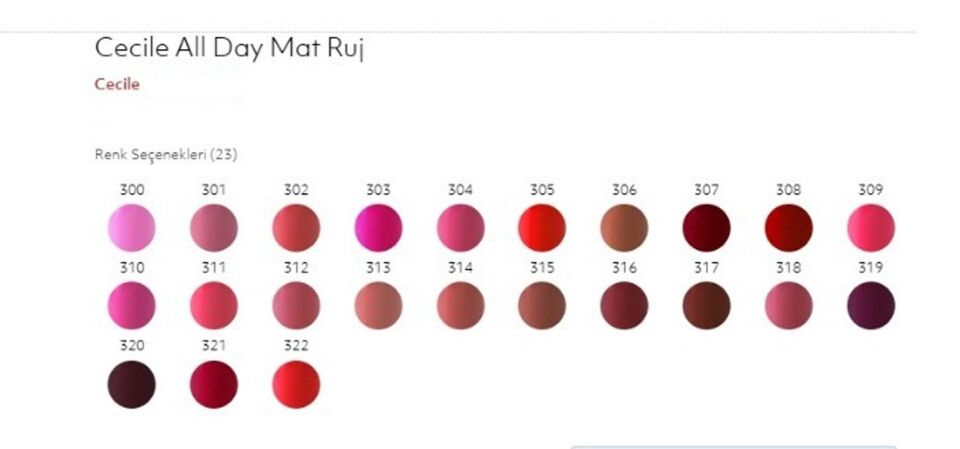 Cecile All Day Matte Rouge Mat Ruj 315 Koyu Nude