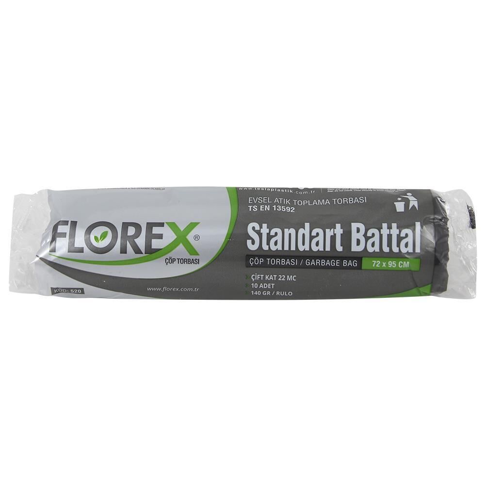 Florex 520 Standart Battal Siyah Çöp Poşeti 10 Adet- 72cmx95cm