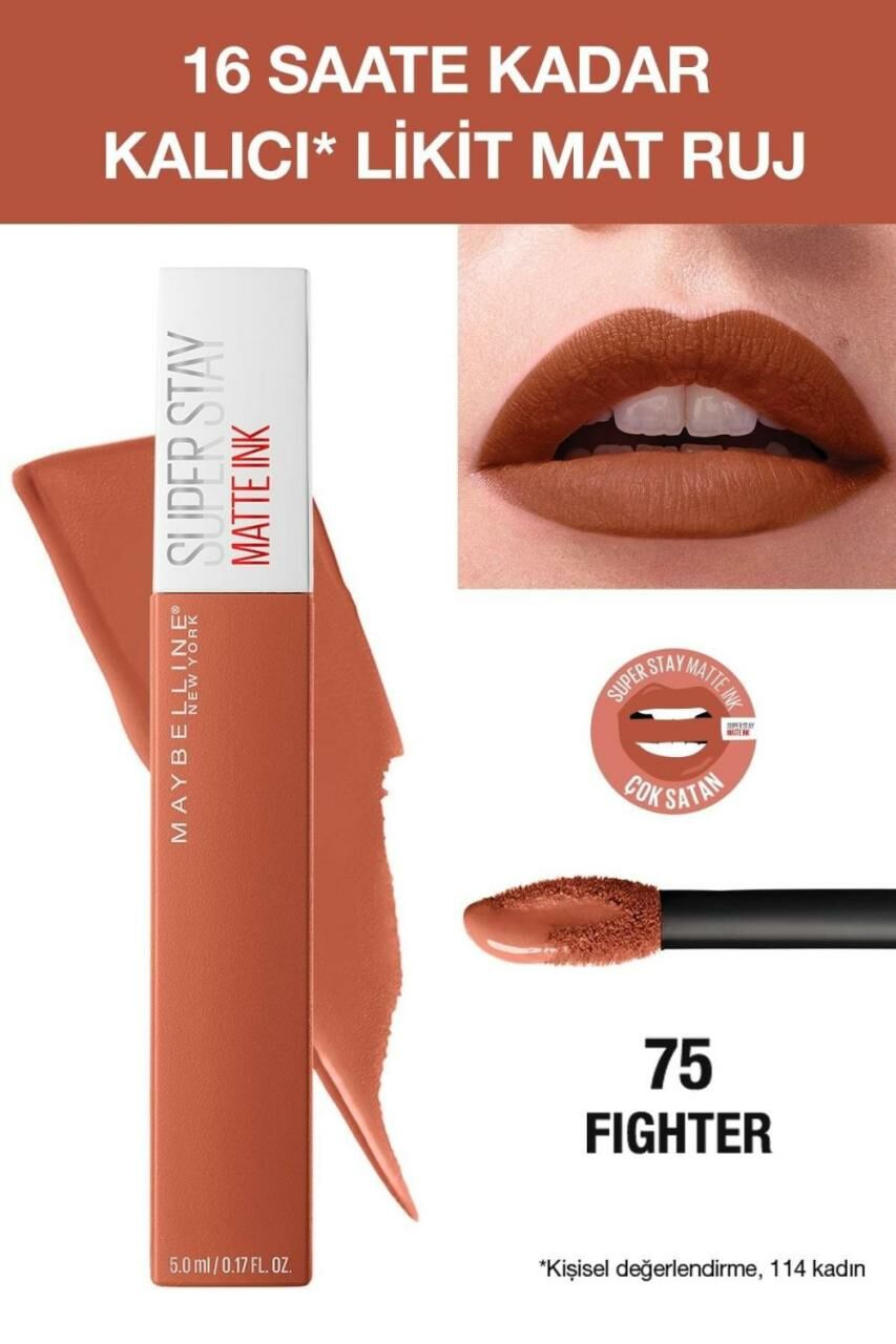 Maybelline Likit Mat Ruj 75 - SuperStay Matte Ink Liquid Lipstick 75 Fighter