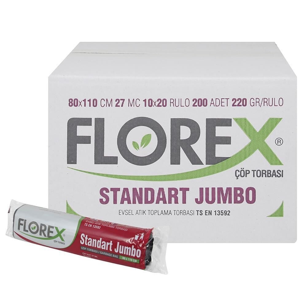 Florex 511 Standart Jumbo Siyah Çöp Poşeti 10 AdetX20 li Koli- 80cmx110cm