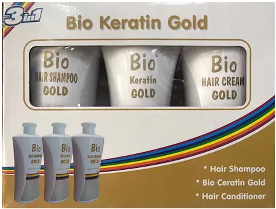 Bio Keratin Gold 700 ml + 700 ml Saç Kremi + 700 ml Şampuan Brezilya Fönü 5 Ay Kalıcı