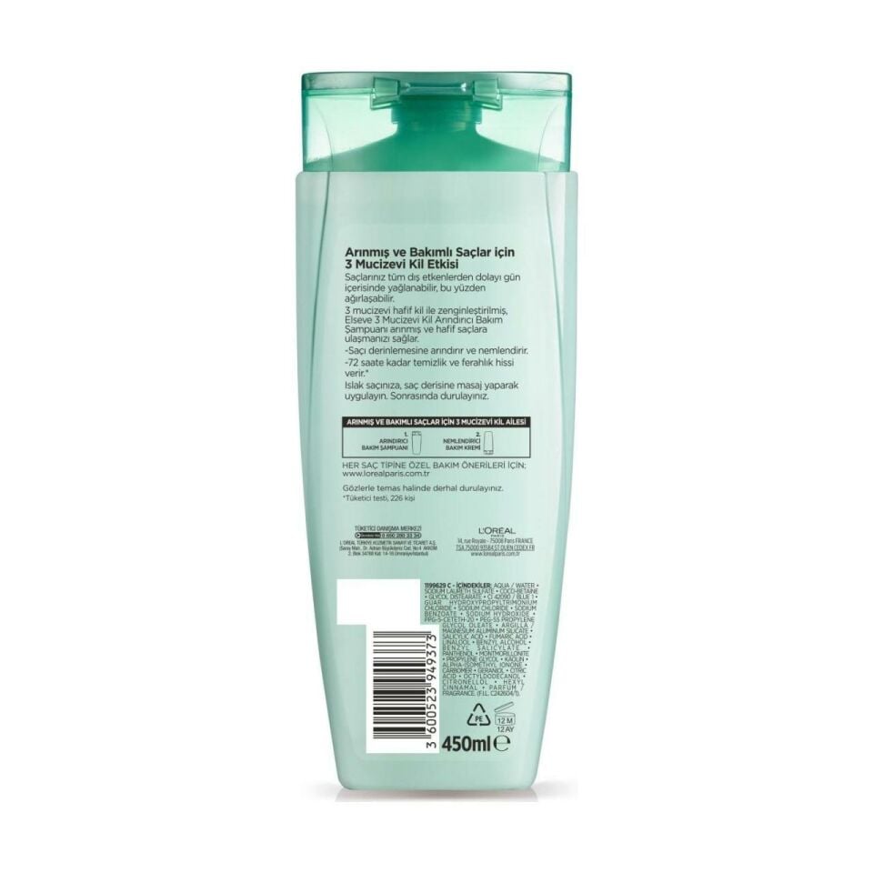 Elseve Şampuan 3 Mucizevi Kil 450 Ml