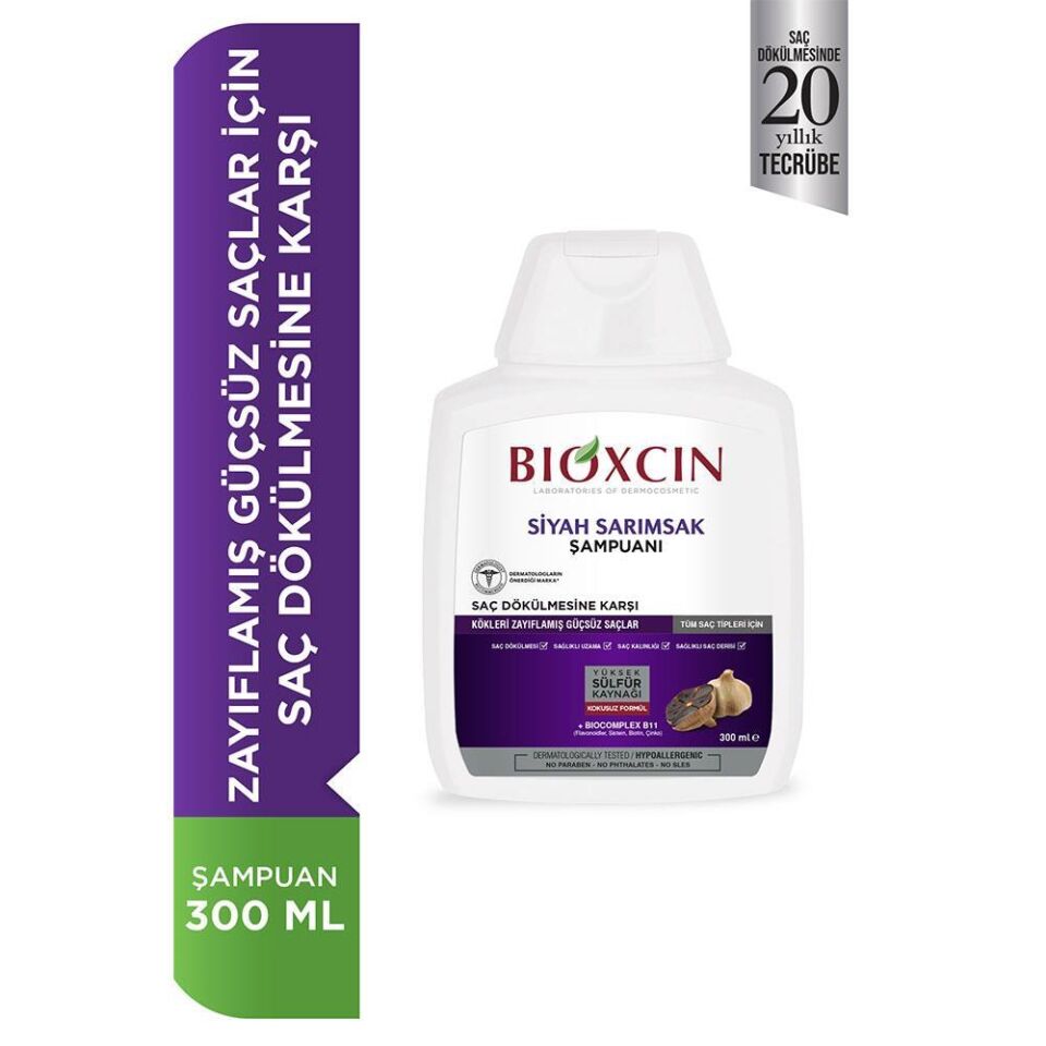 Bioxcin Siyah Sarımsaklı Şampuan 300 Ml x 2 Adet - Tüm Saç Tipleri İçin