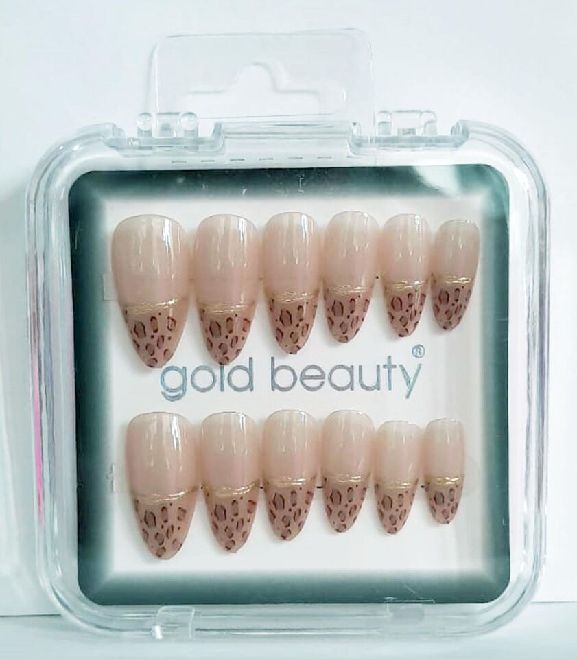 Gold Beauty Kedi Gözü Takma Tırnak 12 li EP-1527 - 26 Ten Ucu Desenli
