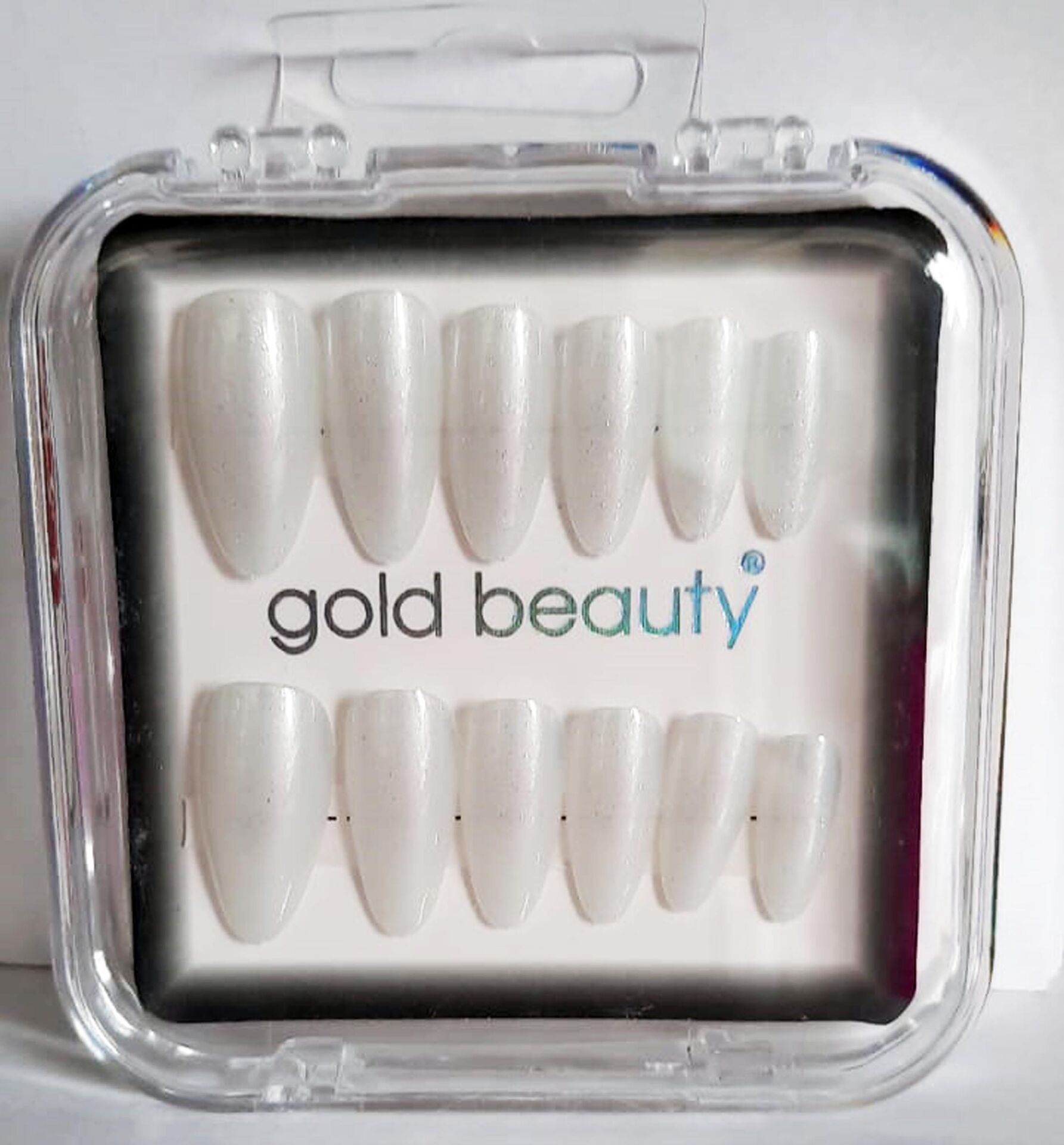 Gold Beauty Kedi Gözü Takma Tırnak 12 li EP-1527 - 7 Sedefli Beyaz